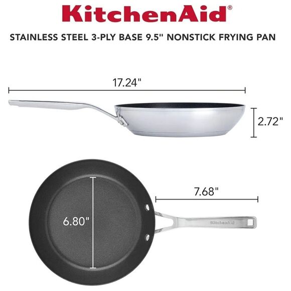 KitchenAid Stainless Steel 3-Ply Base Nonstick 9.5" Fry Pan - Picture 3 of 13